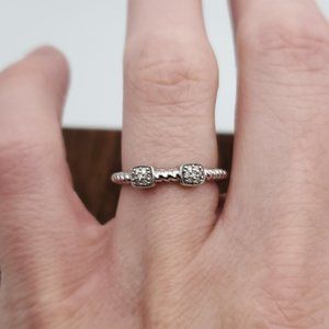 Size 6.25 925 Sterling Silver Beautiful Pavement Style Small Diamonds Ring